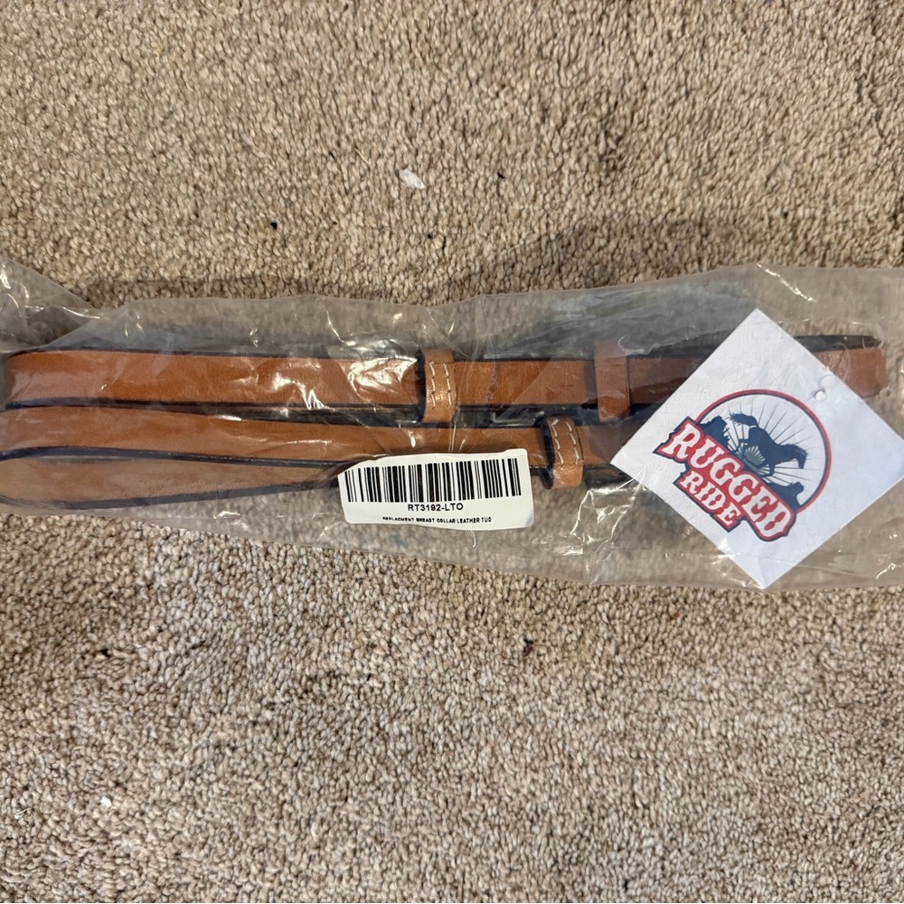 Rugged Ride Brown Leather replacement breast collar tug straps